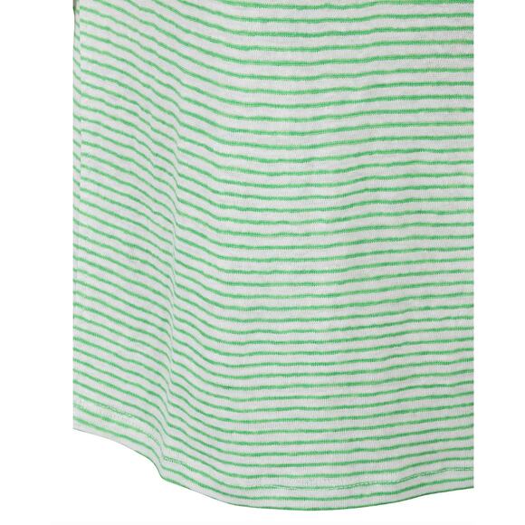 FRAME Knotted Rolled Muscle Tee Linen Top Shirt | Womens L, Green White Stripe - Picture 7 of 7